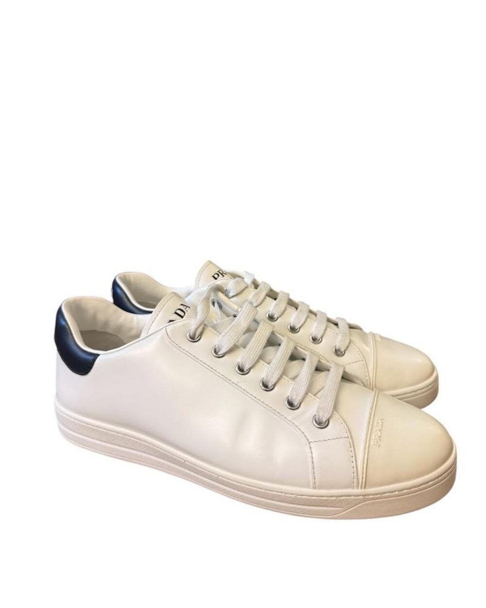 PRADA Milano 1E059M Cap Toe White Leather Sneaker Women size 40 US 10